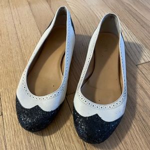 J.Crew Leather + Glitter Flats